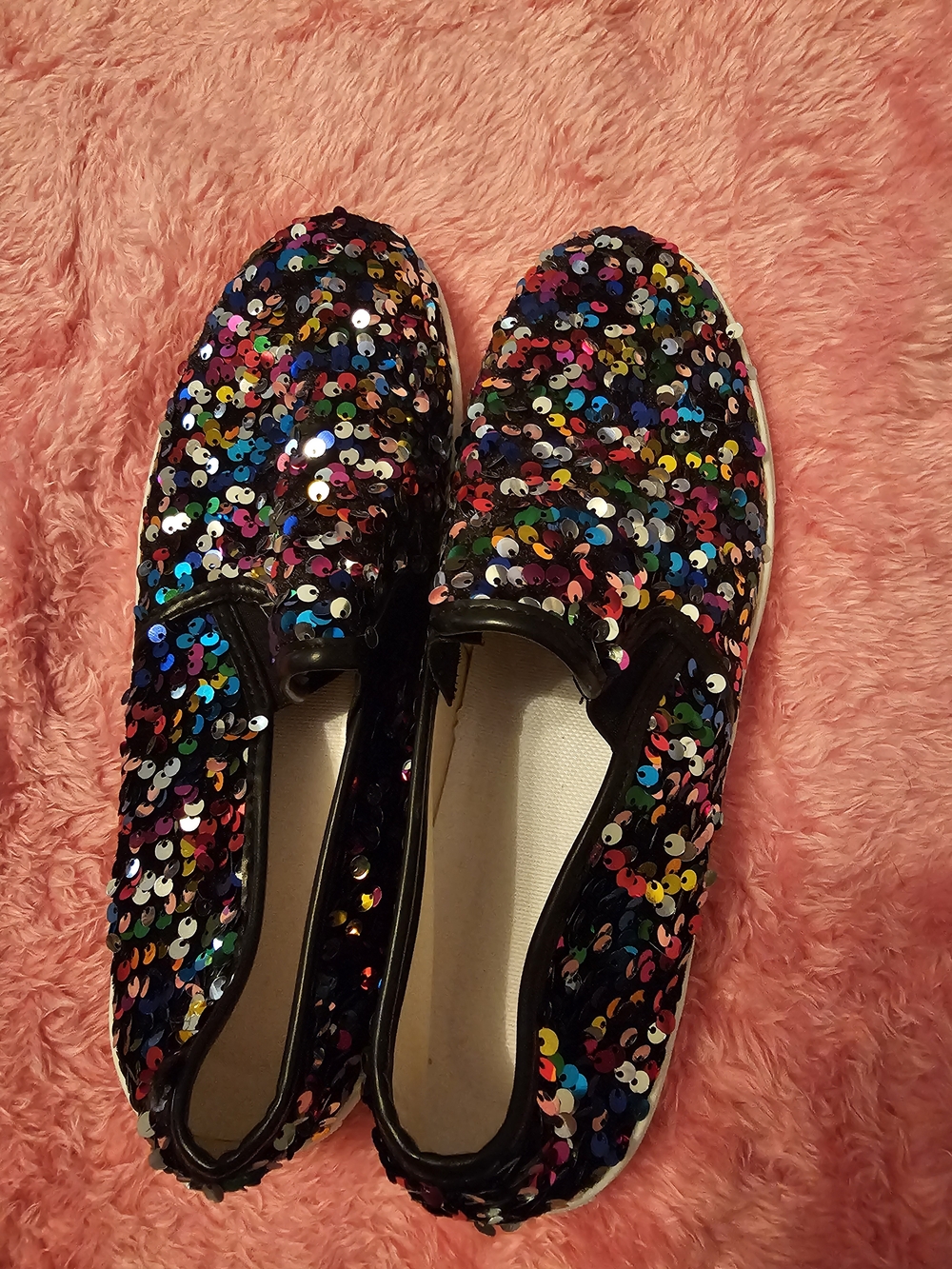 Black Multicolor Sequin Slip-On Women's Shoes Sz10